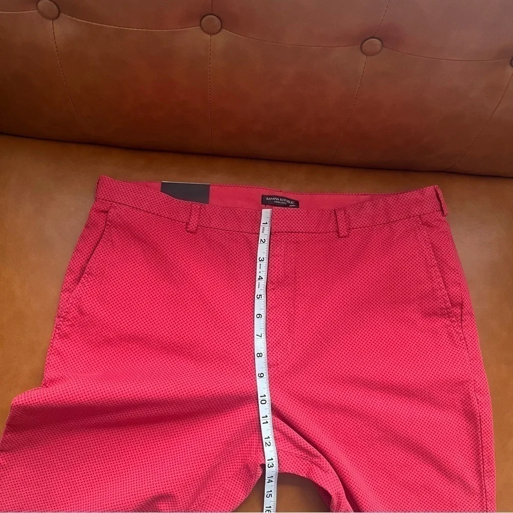 Banana Republic Aiden Chino Slim Fit Pants Khakis Trousers Red Printed Sz 38/32